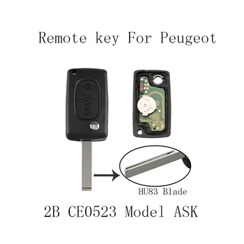 Auto Tālvadības atslēgu PEUGEOT 207 307 308 407 807 Ekspertu Partneris CC SW Oriģinālo atslēgu (CE0523 modelis JAUTĀT, 2 Pogas HU83)