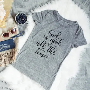 Dievs Ir Labs Visu Laiku Kristiešu Tumblr T-Krekls Ar Īsām Piedurknēm Hipster Grafiskais Tee Dāmas Vintage Trendt Topi Pelēks Camisetas