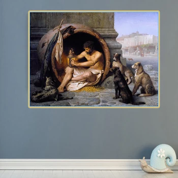 Citon Jean-Leon Géromé《Diogenes》Audekls, Eļļas Glezna Pasaulē Slavenā Mākslas Darba Attēls, Mūsdienīga Sienas Māksla Dekori Mājas Apdare