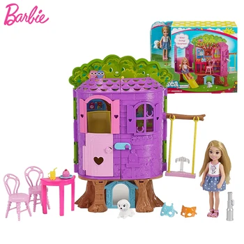 Sākotnējā Barbie Lelles Kelly Koka Māju Skaistā Princese Rotaļlietas Meitenēm Bērnu Modes Rotaļlietas, Kosmētiku, Bonecas Dzimšanas dienas Dāvanas
