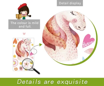 Karikatūra dzīvnieku uzlīmes rozā meitene sirds modelis, svaigi stila uzlīmes guļamistabu mājas apdare QT1653