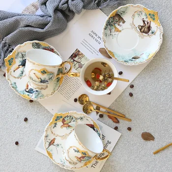 Kaulu Ķīna Britu Karaliskās Krūze Džungļu Keramikas Radošā Luksusa Ziedu Kausa Dāvanu Kastē Vienkārša Kafijas Tases Virtuves Drinkware Tazas 2021