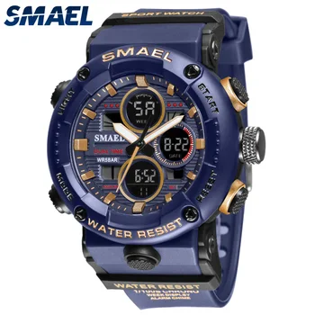 SMAEL Modes Sporta Pulksteņi Vīriešu Lielgabarīta Ūdensizturīgs 5Bar LED Modinātājs Cilvēks Digitālais pulkstenis Ir 2021. Mūsdienu Militārais rokas Pulkstenis 8038
