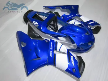 ABS plastmasas motociklu aptecētājs Kits Fit YAMAHA YZF R1 1998 1999 YZFR1 98 99 pēcpārdošanas pārsegi komplekts blue white virsbūves
