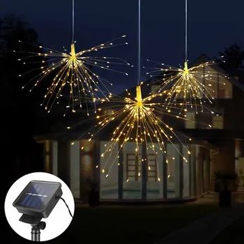 DIY Uguņošana Saules String deg Dārza Dekorēšana Pušķis LED String Ziemassvētku Svētku Pasaku gaismas Āra Saules lampas