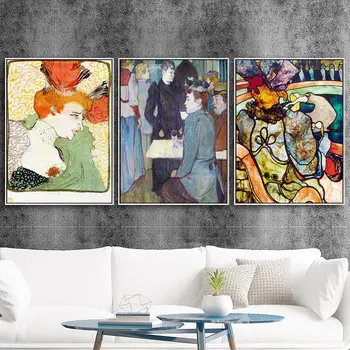 Mājas Apdare Drukāt Audekls Art Sienas, Attēlus Dzīves Telpā, Eļļa, bez rāmja Rasējumu Plakātu Paitings franču Toulouse-Lautrec