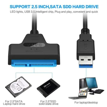 USB SATA Kabelis Sata 3 Usb 3.0 Adapteris Datoru Kabeļi, Savienotāji, Adapteri, Kabeļu nesošo 2.5 Collu SSD HDD Cietais Disks