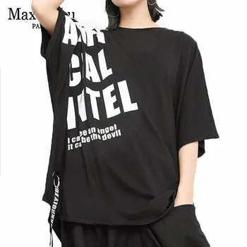 Max LuLu 2019 Luksusa Eiropas Vasaras Dāmas Harjuku Topi, Sieviešu Iespiests T Krekls Gadījuma Streetwear Sieviete Ilgi, T-krekli Plus Lieluma