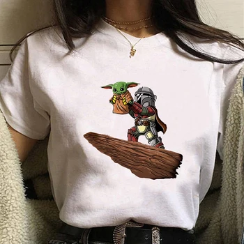 Disney Funny Baby Yoda Kā Kļūt par Algotņu Grafiskais T Sievietēm Jauno Vasaras Kreklu Cute Karikatūra Stils Meitenēm, T-krekli, O-veida kakla