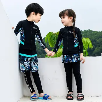 Karstā pārdošanas 2020. gadam MEIYIER garām piedurknēm izsitumi aizsargs bērniem peldbikses rashguard zēni meitenes modes rāvējslēdzēju swmsuit 3 gabals sērfot, peldēties komplekts