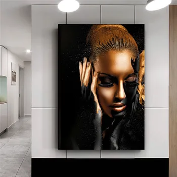 Eļļas glezna uz audekla Cuadros Pliks Āfrikas Māksla Sieviete Plakātu un Izdrukas, Skandināvijas Sienas Mākslas Dzīvojamā Istaba