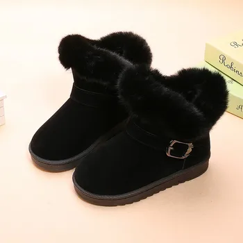 Jauna Rudens ziemas Dzīvokļi Meiteņu Zābaki Bērnu Modes Pūkains sniega Zābaki, Ūdensnecaurlaidīgi cilpu Bērniem Potītes Zābaciņi Gadījuma silts apavi
