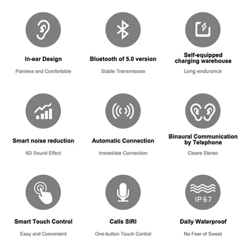T90 Smart Aproce Ar Bezvadu Austiņām, Bluetooth 5.0 Smart Aproce Fitnesa Tracker sirdsdarbība Skatīties Uz IOS Android Tālrunis