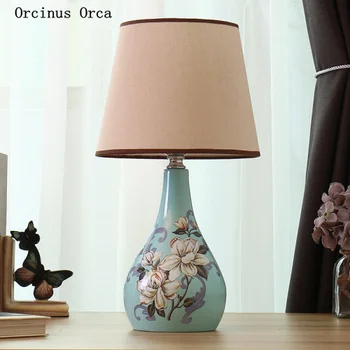 Jaunais Ķīnas cirsts keramikas galda lampa, restorāns tējnīca, guļamistabas gultas lampa jaunu Amerikāņu lauku maza galda lampa