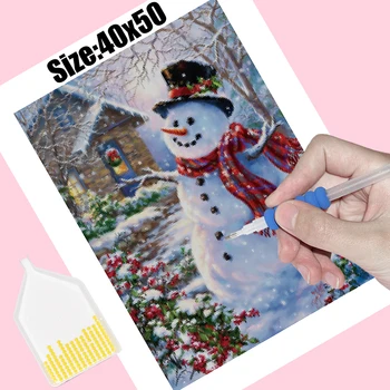 Pilna urbt kvadrātveida dimanta krāsošana 5D DIY dimanta izšuvumi Ziemassvētku Sniegavīrs Cross Stitch Pilna Kārta Mozaīkas Apdare AX0283