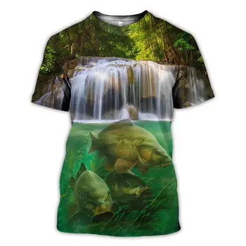 Dzīvnieku Zvejas Mākslas Harajuku vasaras t-krekls Atdzist Chase Āķa Zivju Drukāt Modes 3D Īsām piedurknēm T-krekls Dropshipping stils-4