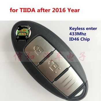 Auto Keyless Tālvadības Atslēgu 433Mhz ar ID46 Mikroshēmu Nissan Tiida Pulsar Mircra Juke, Ņemiet vērā, Lapu Cube Robežai, 2 Pogas, Auto, Smart Key
