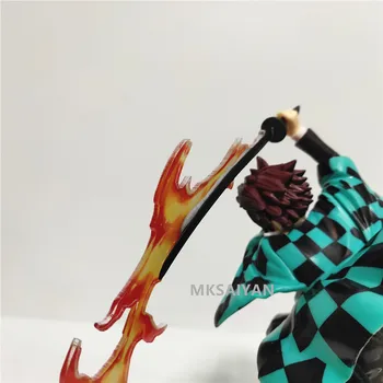 Demon Slayer Tanjirou PVC DIY Rotaļlietu Komplekts Anime Rīcības Attēls Zobenu Tanjirou Uguns Asmeni Spēkā Statuetes Kimetsu nav Yaiba Zobenu Lelle