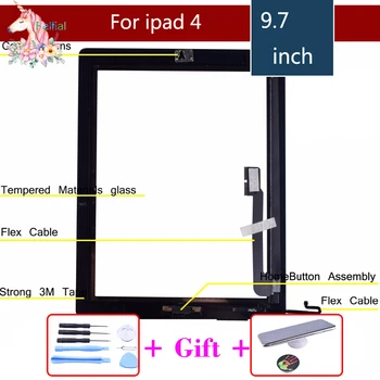 Oriģinālais Apple iPad 2 3 4 5 6 ipad Gaisā 1 2 Pieskarieties Ekrānam ar Home Pogu un Līmes Digitizer Priekšējā Stikla Nomaiņa