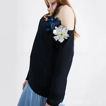 XITAO Ziedu Salikuma Ikdienas Krekls Sievietēm Moderns Modes Jaunu Stilu O sakas ar garām Piedurknēm Pie Pleca Pulovers ZY3626