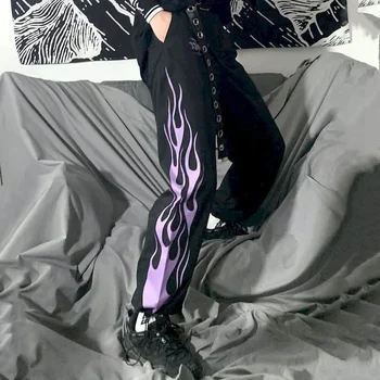 Liesmas gadījuma straightleg bikses rudens korejiešu versija pašā punktā Harajuku stils tumši violeta savvaļas kaklasaiti, bikses, vīriešu, sieviešu bikses