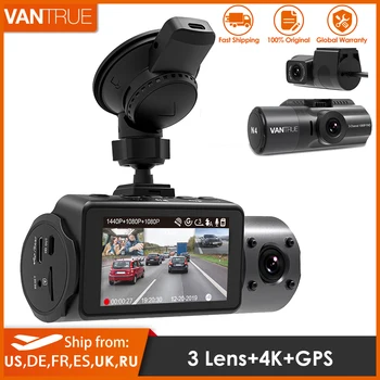 Vantrue N4 Dash Cam 3 Objektīva 4K UHD Auto Video Reģistratoru DVR Dashcam Atpakaļskata Kamera ar GPS WDR Nakts Redzamības G-Sensoru, Kustību Detektoru