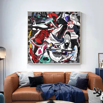 Akvareļa Sneaker Modes Kurpes, Sienas Dekori Mākslas Gleznu Plakātu un Izdrukas Mūsdienu Sporta Vingrošanas Apavi Attēlu Dzīvojamā Istaba