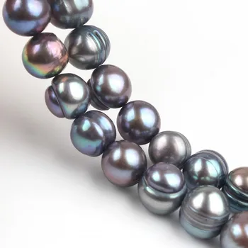 10-11mm Dabīgo Saldūdens Pērļu Krelles Black Multicolor Pērles Apaļas Pērles Rotaslietas Pieņemšanas DIY Aproce Piederumi 15