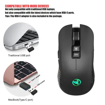 HXSJ T30 Bezvadu Spēļu Pele 3600 DPI Uzlādējams 7 Color Back-gaismas Elpošanas Komfortu Spēlētājs Pelēm Par Datora Darbvirsmu, Klēpjdators