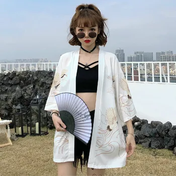 Vasarā Jaunu Japāņu Stila Kimono Mujer Celtni, Saules Aizsardzības Apģērbs Vaļīgs Krekls Kimono Jaka Jaka Yukata Samurai Haori