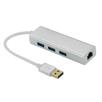 Praktisko 3 Porti USB 3.0 Gigabit Ethernet Lan RJ45 Tīkla Adapteri, centrs, lai 1000Mbps Mac DATORU ar Augstu Veiktspēju