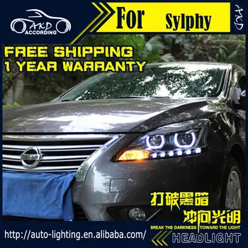 AKD Auto Stils Galvas Lampas Nissan Sentra Lukturi 2012-Sylphy LED Lukturis H7 D2H Hid Iespēju Angel Eye Bi Xenon Gaismas