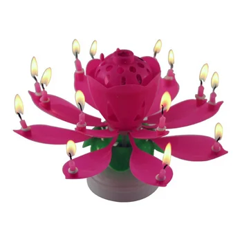 Uzlabot Multicolor Rotējošo Lotus Kūka Svece Elektroniskās Mūzikas Sveces Dzimšanas dienā, Kāzu 66CY