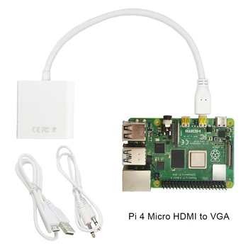 Aveņu pi 4 Micro-HDMI uz VGA adapteris Ar USB datu kabeli un Audio Pieslēgvietu, kabeļu vai Datora Darbvirsmu, Klēpjdators, DATORA Monitors