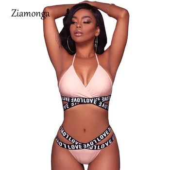Ziamonga 2017 Modes Backless Vēstuli Izdrukāt Bodysuit Sieviešu Rozā Kombinezonus Sieviešu Jumpsuit Sexy Bodysuit Ķermeņa Combinaison Femme
