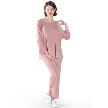 Pidžamas sieviešu divi-gabals, kas sievietēm soft plus lieluma, augstas elastības garām piedurknēm gadījuma zaudēt kostīmi pidžamas sievietēm, mājas tērpi shein