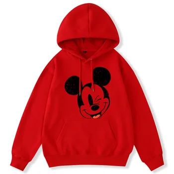 Disney Sporta Krekls Modes Mickey Mouse, Karikatūra Izdrukāt Gadījuma Harajuku Unisex Sieviešu Kapuces Džemperis Kabatas Ar Garām Piedurknēm Top 8 Krāsa