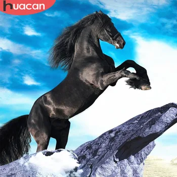 HUACAN 5D Dimanta Glezniecības Pilnībā Urbt Laukumā Dzīvnieku Dimanta Mākslas Izšuvumu Zirgu Dekorēšana Home Dāvanu