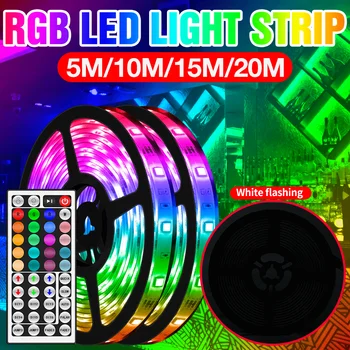 RGB 5050SMD Elastīgu LED Lentes Lampas Ūdensizturīgs Bezvadu Tālvadības Lentes Gaismas LED RGB 5M 10 M 15 M 20 M Adapteri MUMS, ES UK Plug