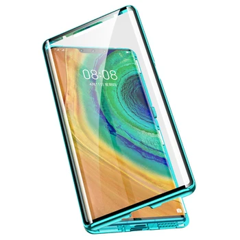 Rūdīta Stikla Magnētiskā Mobilo Tālruni Gadījumā, Metāla Rāmis Aizsardzības Gadījumā Huawei Mate 30 Mate 30 Pro Mobilo Telefonu Aksesuāri