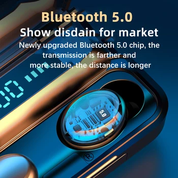 Bezvadu Austiņas Bluetooth V5.0 F9 TWS Bezvadu Bluetooth Austiņu HD Stereo LED Displejs Ar 2000mAh Austiņas Ar Mikrofonu