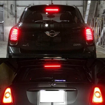 IJDM Black Chrome Lēca Sarkanā LED 3. Bremžu Lukturis, Lai 2007-MINI Cooper R56 R57 R58 R60, OEM Fit High Mount Bremžu Gaisma 12V