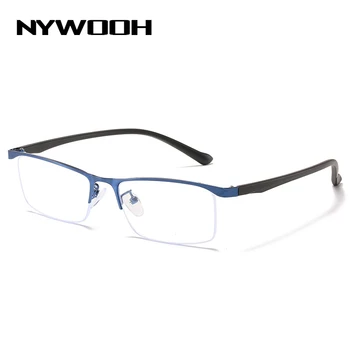 NYWOOH Biznesa Tuvredzība Brilles Vīriešiem Metāla Puse Rāmja Brilles Tuvredzīgi Briļļu -1.0 1.5 2.0 2.5 3.0 4.0