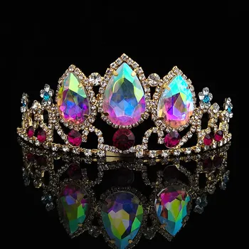 Līgava kāzu galvassegu ūdens piliens stikla crystal crown princess meitene diadem kāzu fotogrāfijas matu aksesuāri