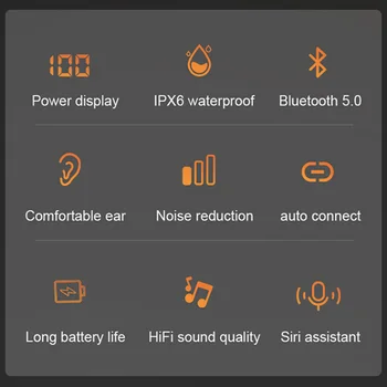 TWS Austiņas Bluetooth Austiņas Taisnība Bezvadu Stereo Earbuds Ausu Austiņas Atbalsta Siri Sporta Samsung Xiaomi Vivo Lotus
