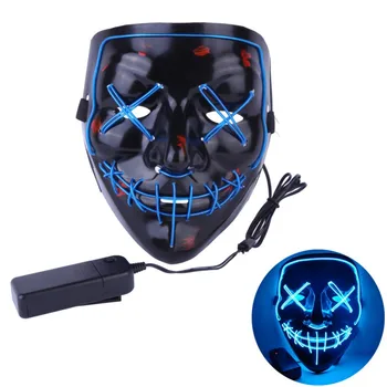 Jaunums EL Kvēlojošas Stieples Spoku Masku LED Flashing Light Maska Halovīni Scary Cosplay Maskēties Puse Gaismas Maska