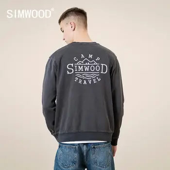 SIMWOOD Retro Vēstuli Izdrukāt, Hoodies Vīriešu Modes Jogger sporta Krekli 