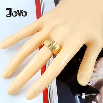JOVO PATĪK Modes Vīriešu Gredzeni Modelis ar Tekstūru Titāna rokassprādze no Nerūsējošā Tērauda Gredzeni, Zelta Plating Lielo Pirkstu Gredzeni, Vīriešu Rotaslietas