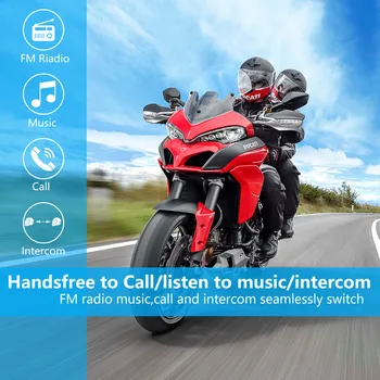 Fodsports 2 gab FX8 Motocikla Ķivere Domofons 8 Rider 1000m Ķivere Bluetooth Austiņas Grupas Domofons Moto Intercomunicador FM