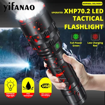Ultra Spilgti XHP70.2 LED Lukturīti Xlamp 8000LM Spēcīgs XHP50.2 Lanterna Medību L2 Ūdensizturīgs Lāpu Gaismas Izmantošanu 18650 26650